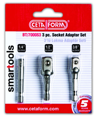 Adaptersett, 1/4", 3/8" og 1/2"