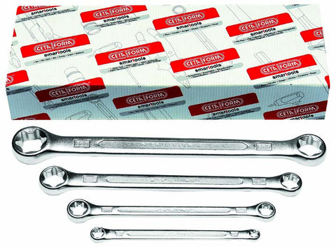 Dobbel E-TORX ringnøkkelsett, 4 deler