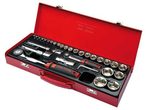 Pipesett 1/4" + 1/2", 35 deler, metrisk