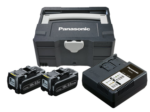 Panasonic 18V Stikksag i Tanos T-loc koffert med to 5,0 Ah batterier